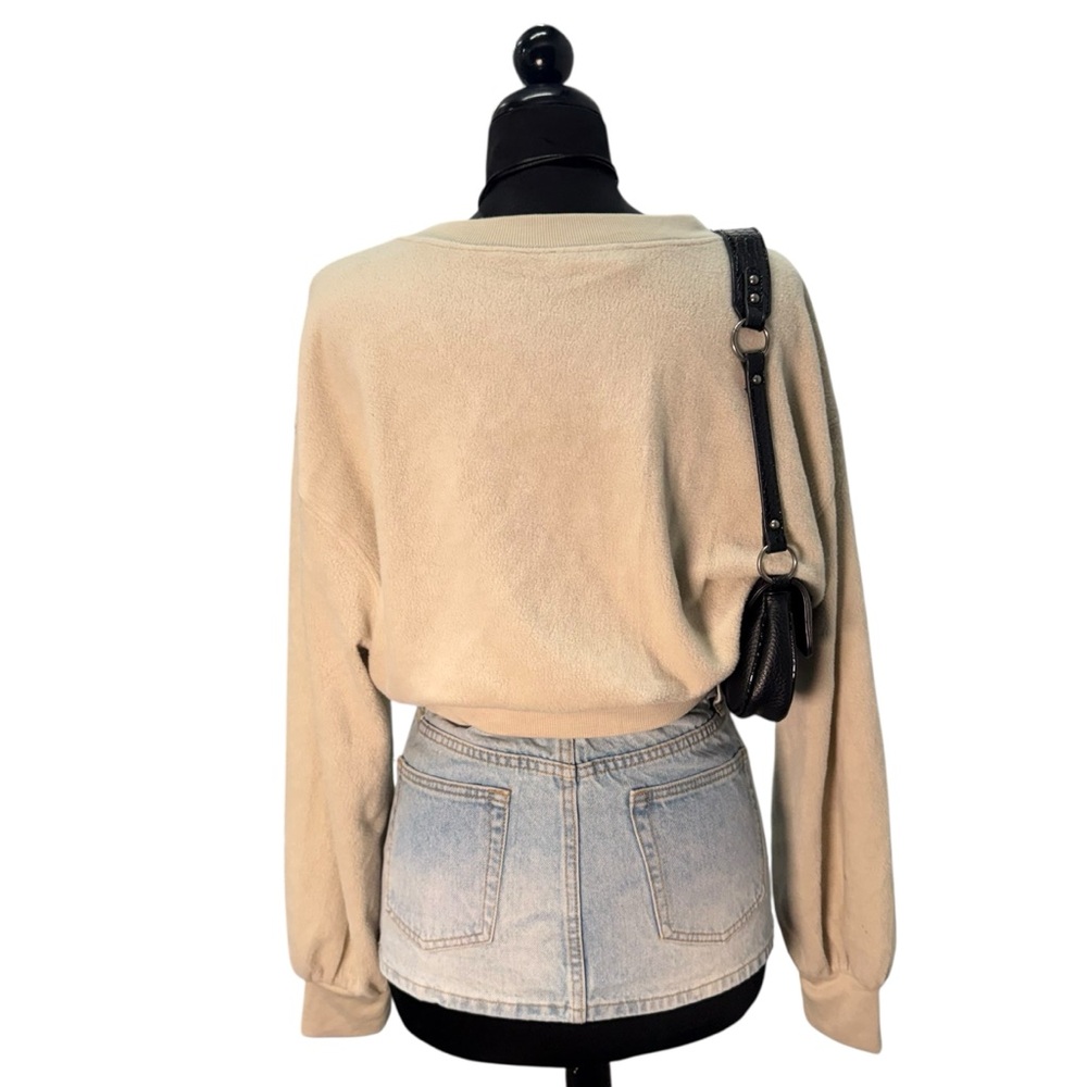 Double Zero Beige Cropped Button-Up Cardigan - image 3